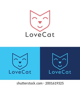 creative logo design concept Cat and love vector template
