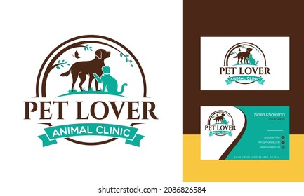 concepto de diseño de logotipo creativo Plantilla de vector perro y gato
