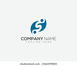 Creative Logo Design Concept of Teamwork and Global Community Logo Design. Success People with Letter S Logo Design Template.