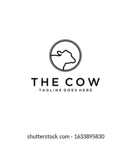 Creative logo design for cow cattle farm vintage emblem template design illustration