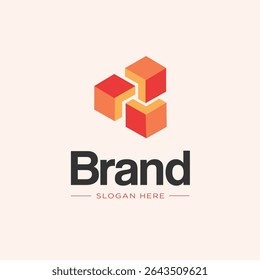 A creative logo design for Crypto Currency company. Vector graphic abstract symbol, squares with 3d effect. Cube box Logo design.