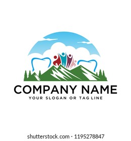 creative logo design dental family with a mountain vector template