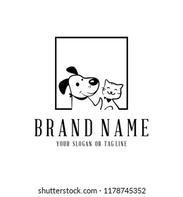 creative logo design Dog and Cat vector template