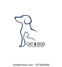 Creative logo design Dog and Cat vector template, Minimalist lines dogs cats icon logo