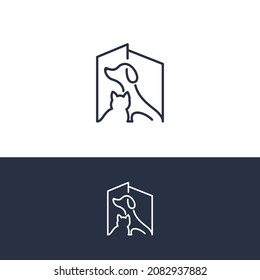 Creative logo design Dog and Cat vector template outline style. Vector illustration EPS.8 EPS.10