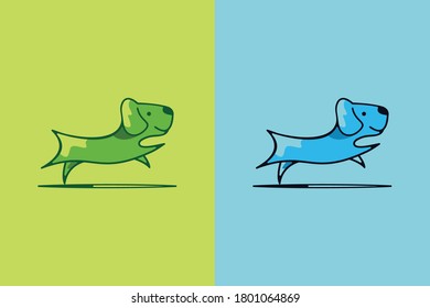 creative logo design dog jump training vector template