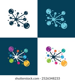 Creative logo design featuring a connection icon inspired by molecular structures. Perfect for modern, tech, and science-related branding with a vector design for innovative visual appeal.