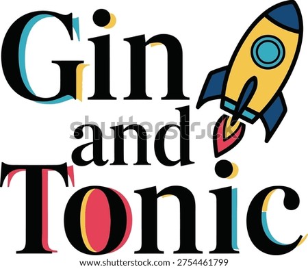 Creative logo design featuring gin and tonic with a rocket for energy boost