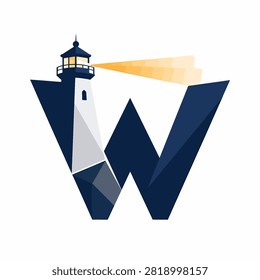 Creative logo design featuring a lighthouse and the letter W