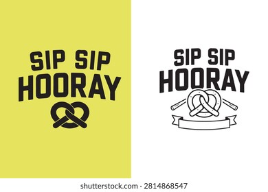 Creative logo design featuring pretzel and drink theme with text hooray
