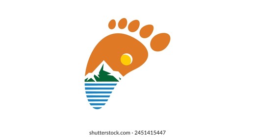diseño de logotipo creativo para pies y montañas, aventura, pasos, viaje, viaje, animal, abstracto, diseño de logotipo icono de Plantilla, Vector, símbolo, idea creativa.