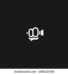 Creative logo design with film camera and speech bubble