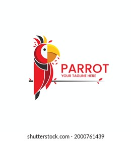 creative logo design of flat color parrot for company or business 