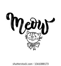 Creative logo design a funny Cat vector template for pet shop, veterinary, print, signboard. With lettering Meow