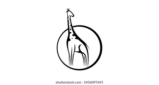 creative logo design giraffe and moon, logo design template, icon, vector, symbol.