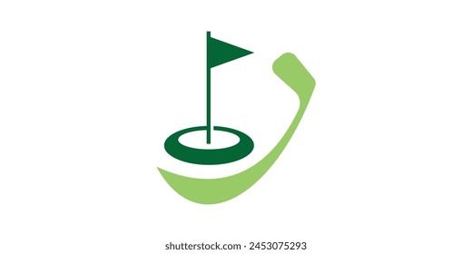 creative logo design for golf sport, sport, flag, swing, logo design template icon, vector, symbol, creative idea.