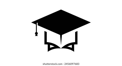 creative logo design for graduation hats and books, education, collage, university, logo design template, icon, vector, symbol.