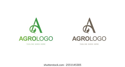 Kreatives Logo-Design. Green Leaf Farm Logo mit minimalistischem Stil. Logo mit Symbol. Vorlage für Vektordesign.

