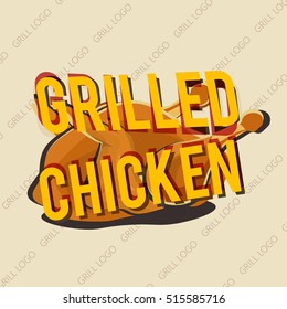 Creative logo design with grilled chicken silhouette. Vector illustration designed for fastfood menu, snack bar or bbq house.