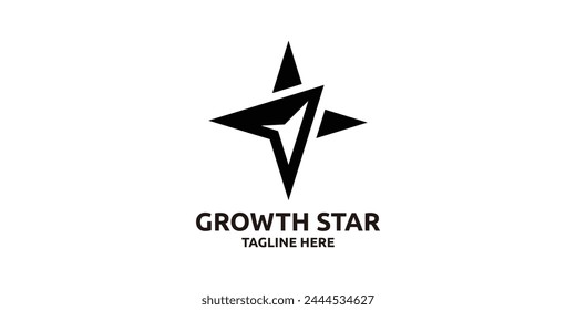 creative logo design growth star, north star, grow, business, arrow, logo design template, icon, symbol, creative idea