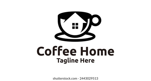 diseño creativo del logotipo para el café en casa, café, restaurante, bebidas calientes, plantilla de diseño del logotipo, símbolo, icono, vector, idea creativa.