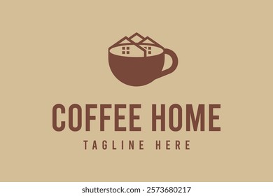 Creative logo design for home coffee, cafe, restaurant, hot beverage, logo design template, symbol, icon, vector, creative idea. Vector illustration.