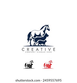 Creative logo design. Horse, Dog, Cat logo vector template