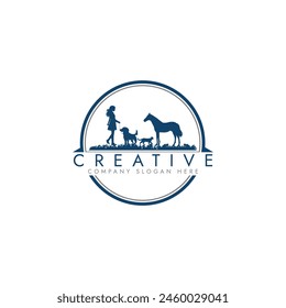  Creative logo design. Horse, Dog, Cat logo vector template