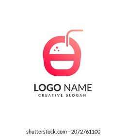 Creative logo design of Hot burgers and juice vector logo, fast food, lettering, burger icon design template.
