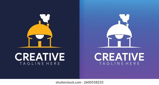 Creative logo design house lamp, smoke, gradient background