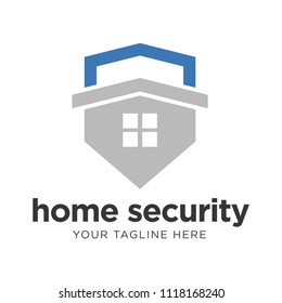 Creative logo design with house shape as part of the shield. Home security business symbol. Unique icon concept for insurance or guard company.
