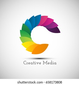 Creative logo design icon, colorful letter C symbol for business branding. Vector illustration professional logo.