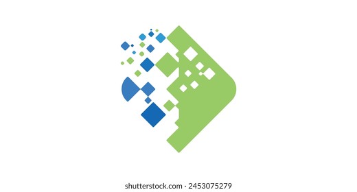 creative logo design leaf tech, digital, pixel, modern, abstract, logo design template, icon, vector, symbol, creative idea.