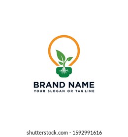 Creative logo design leaves and electricity lights vector template