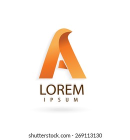 Creative logo design, letter A. Orange vector logotype. Trendy business elements.