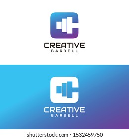 Creative logo design of letter C and dumbbell with clean background - EPS10 - Vector.