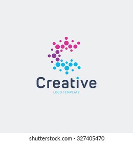 Creative logo design. Letter C logo. Abstract vector logo. Colorful logo. Dots logo