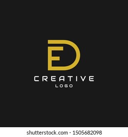 Creative logo design of letter D and E with gold and black background - EPS10 - Vector.