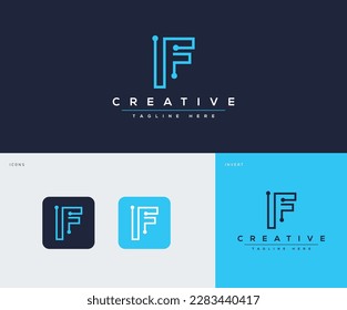 Creative logo design for Letter F. Technology and innovation logo. Letter F futuristic and linear logo design.