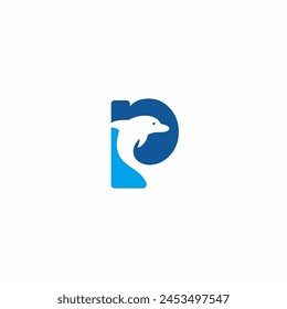 creative logo design for the letter P in the shape of a dolphin, elegant, modern and sophisticated
