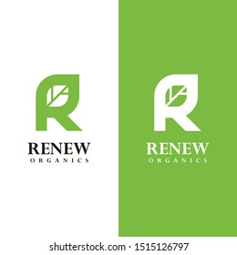 Creative logo design of letter R and leaf with clean background - EPS10 - Vector.