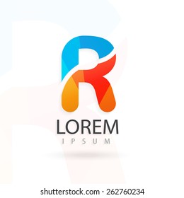 Creative logo design, letter R. Colorful vector icon. Trendy business elements.