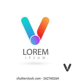 Creative logo design, letter V. Colorful vector icon. Trendy business elements.