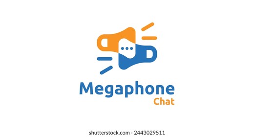 megáfono de diseño de logotipo creativo, chat, altavoz, charla, plantilla de diseño de logotipo, símbolo, icono, vector, idea creativa.