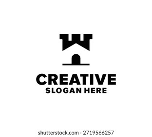Mockup De Design De Logotipo Criativo Com Ícone De Castelo E Espaço Reservado Para Slogan Negrito Para Projetos De Marca