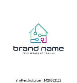 creative logo design modern concept home technology vector template