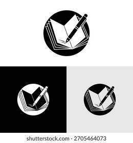 Creative logo design with mountain and pen illustration