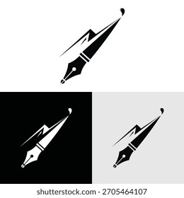 Creative logo design with mountain and pen illustration