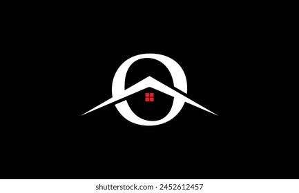 Creative Logo design of O house for construction, home, real estate, building, property. Minimal awesome trendy professional logo design template on black background.