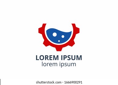 creative logo design of oil template shape with drop lubricant and gear vector illustration. can used in ecological corporate, medical, chemical, food and oil design company.